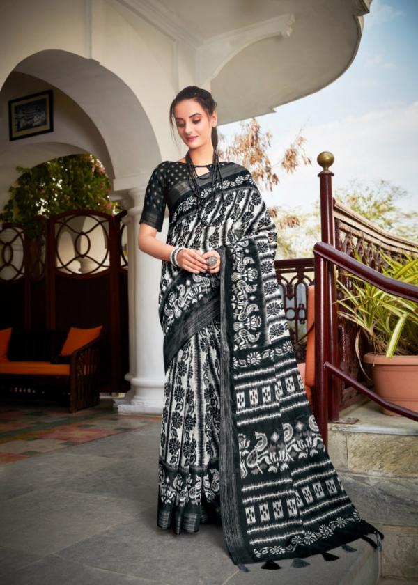 Sc Black Patola Linen Silk Woven Saree Collection